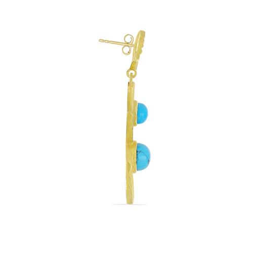 BUY NATURAL BLUE TURQUOISE GEMSTONE FASHION EARRINGS